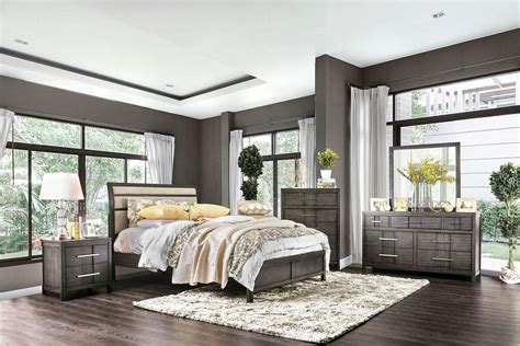 Wood CAL King Bedroom Set 4Pcs Gray Modern Berenice by Furniture of ...