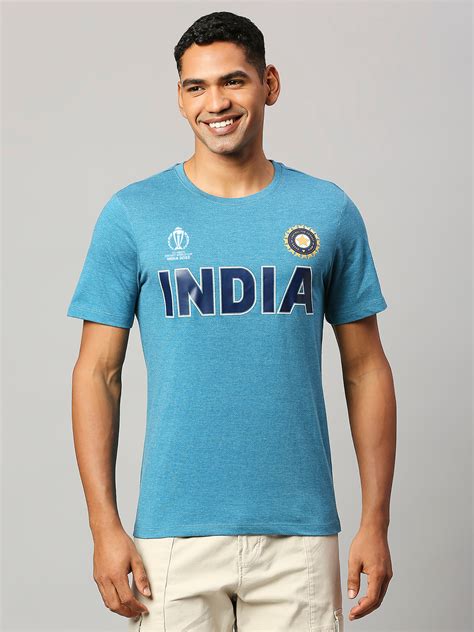 Buy Official ICC CWC 23 Team India Grey And Navy Blue Round Neck T