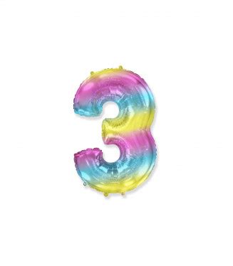 Palloncino Mylar Numero Arcobaleno Inch Cm Idea Palloncini