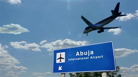 Plane Landing in Abuja Nigeria Airport with Signboard Stock ...