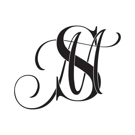 Sm Ms Monogram Logo Calligraphic Signature Icon Wedding Logo