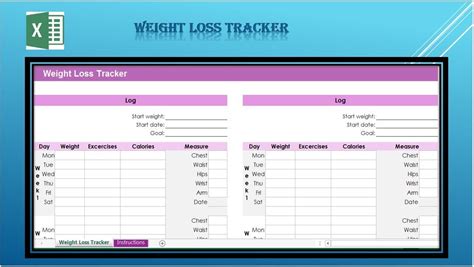 Excel Weight Loss Tracker Template Booyns