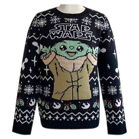 Ugly Sweater The Mandalorian Talla Grogu Bordados Navide Os Negro