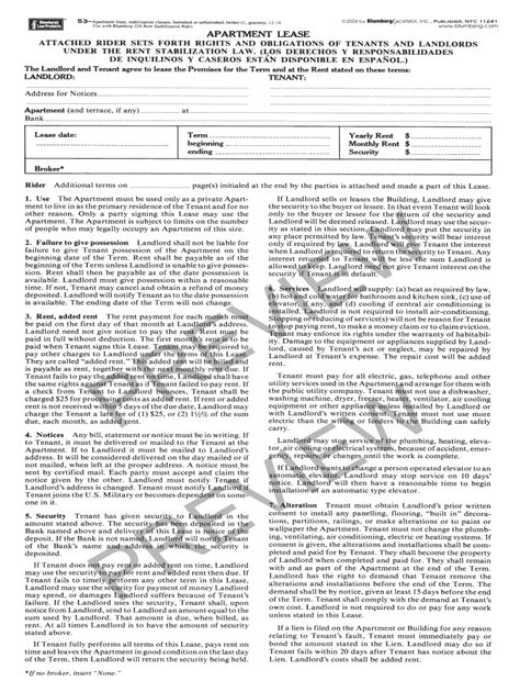 Blumberg Lease Agreement Pdf Fill Online Printable Fillable Blank