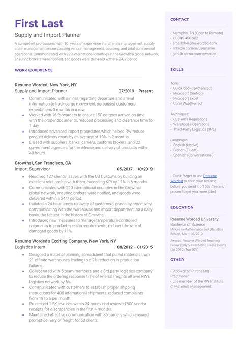 Supply Chain Manager Resume Example For 2022 Resume Worded