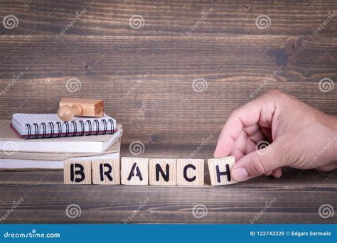 Branch Wooden Letters On The Office Desk Stock Image Image Of