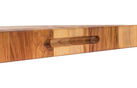 Rectangular End Grain Teak Wood Cutting Board With Juice Groove And