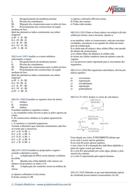 Solution Biologia Citologia Divisao Celular Mitose Meiose Gabarito