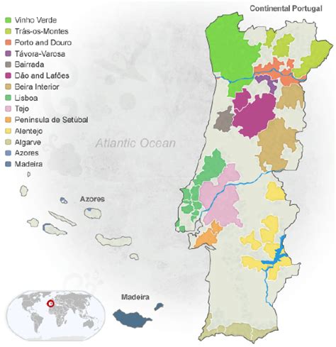 Location Of The Portuguese Wine Regions Source Wines Of Portugal