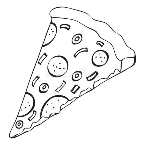 Black and White Vector Icon of Pizza Slice Stock Vector - Illustration ...