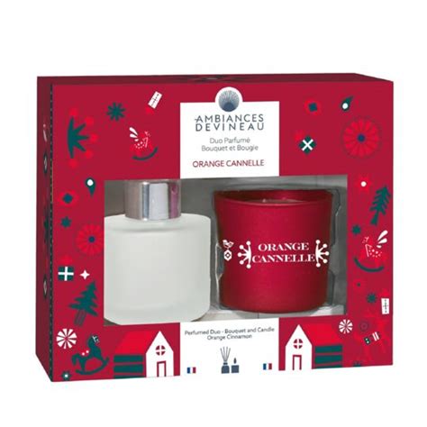 Coffret Duo Parfum Bouquet Et Bougie Orange Cannelle Ambiances