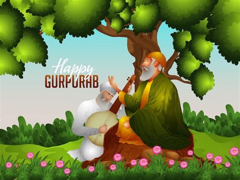 Premium Vector | Vector illustration of sikh festival happy gurpurab background