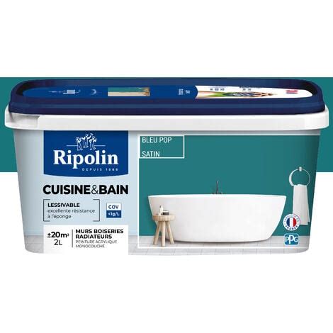 Peinture Murale Sp Ciale Cuisine Et Bain Satin L Bleu Pop Ripolin