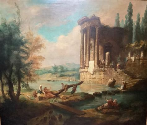 Proantic Large Painting Of Neapolitan Ruin Follower Of Hubert Robert