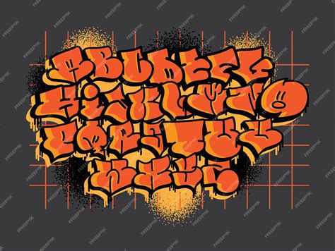 Premium Vector | Alphabet graffiti old spray