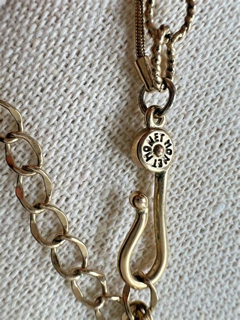 Vintage Monet Double Strand Gold Tone Stone Pendant N Gem