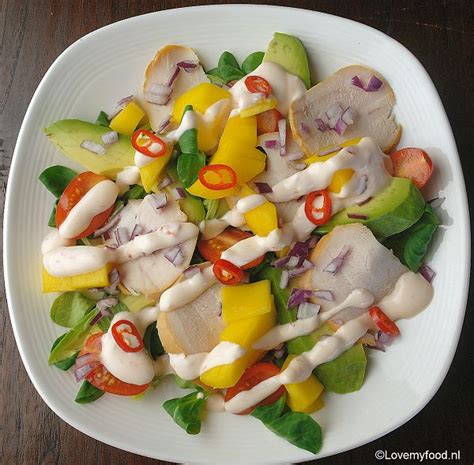 Salade Met Gerookte Kip En Mango Lovemyfoodnl Recept Gerookte