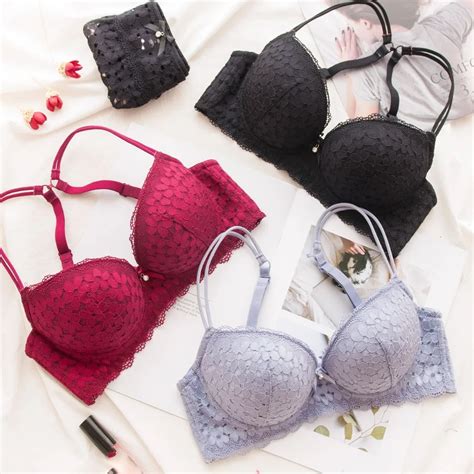 Abc Cup Elegant Luxury Romantic Bra Set For Women Floral Lace Push Up