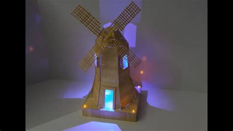 How To Make A Popsicle Stick Windmill With Led Light Youtube