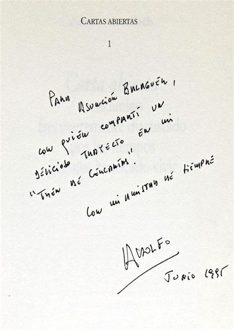 Dedicatoria De Adolfo Marsillach En Un Ejemplar De Su Libro Carta