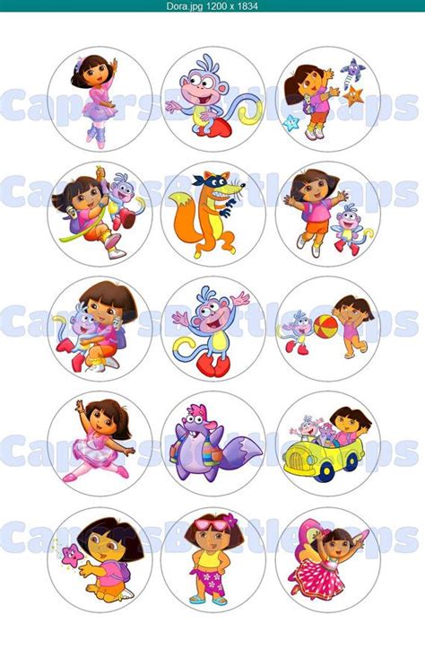 Dora Bottlecap Collage Sheet 4x6 Sheet Dora The Explorer Digital