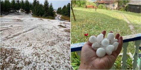 Eljezno Polje Se Zabijelilo Od Leda Grad Veli Ine Teniske Loptice