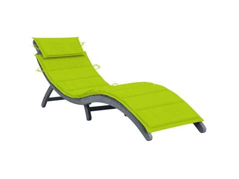 Vidaxl Chaise Longue Avec Coussin Gris Bois D Acacia Solide Conforama