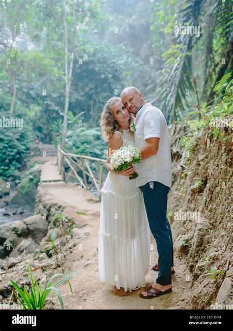 December 9 2020 Bali Indonesia Happy Caucasian Couple In Tropical Bali Honeymoon Summer