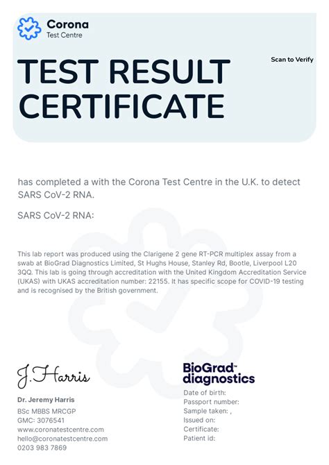 Covid 19 Rt Pcr Test • Corona Test Centre • Accredible • Certificates