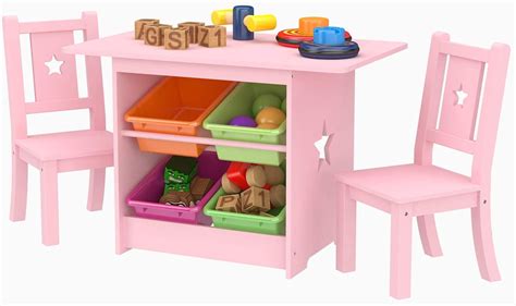 Mecor Kids Table and Chair Set, Table With 4 Storage Boxes, Star Design ...