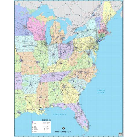 Eastern United States Regional Wall Map by MapShop - The Map Shop