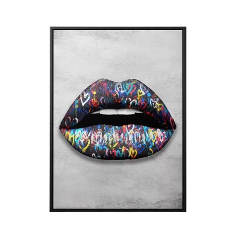 Pop Art Sexy Graffiti Lips Canvas Print Colorful Abstract