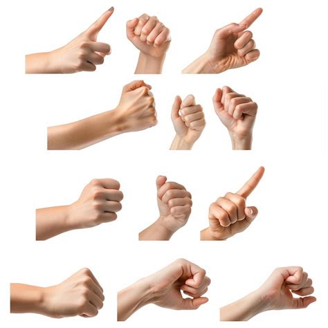 Premium Photo Multiple Female Caucasian Hand Gestures Isolated Over