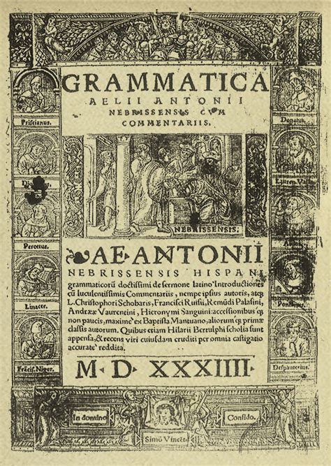 Portada de la Gramática de Nebrija Lyon 1534 Elio Antonio de Nebrija