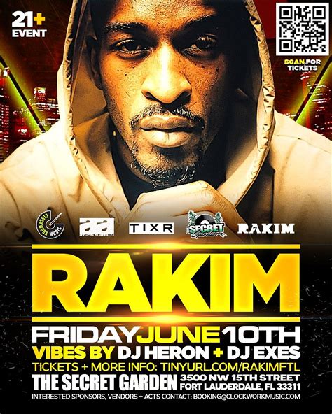 RAKIM Live in Fort Lauderdale Tickets at Munchies Pizza Club in Fort Lauderdale by Clockwork ...