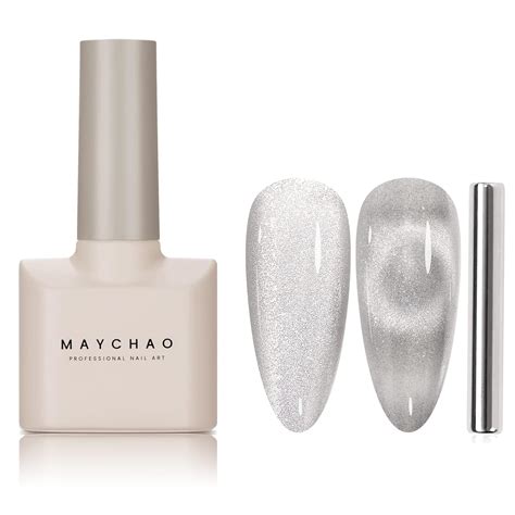 Maychao 15ml Cat Eye Gel Nail Polish 1pc Silver Gel Polish With Magnet