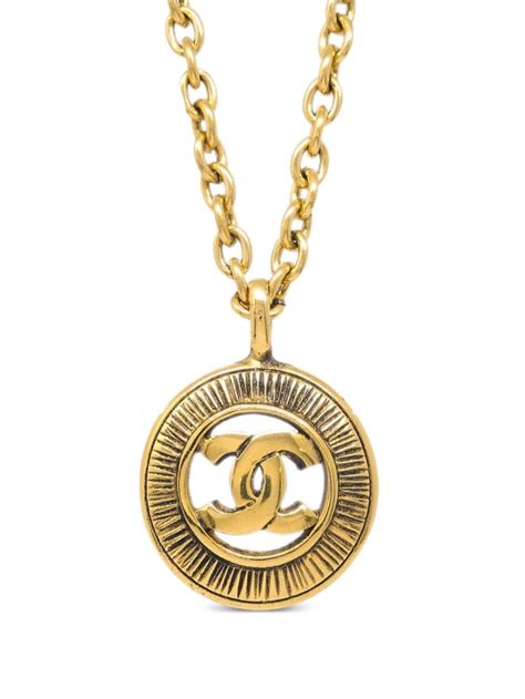 CHANEL Pre Owned Collier à Médaillon CC années 1980 1990 Or