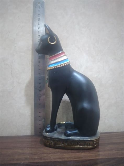 D Esse Bastet Chat Isis Gyptienne Antique Statue Pierre Lourde Peinte