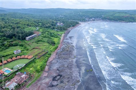 Aerial Footage Of Ladghar Beach At Dapoli Located 200 Kms From Pune On