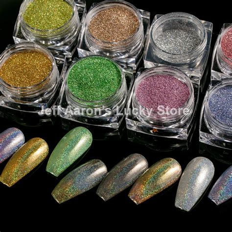 12 Colors Holographic Nail Glitter Powder For Nail Art Decorations