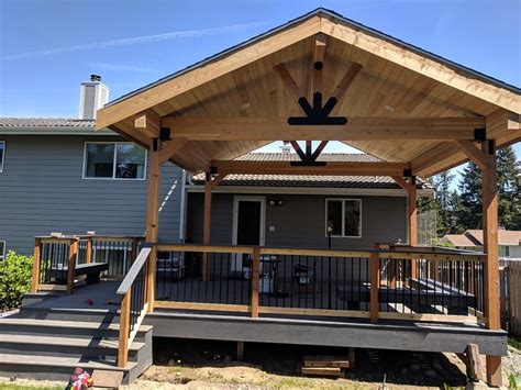 Custom Deck Update And Over Hang Roof Transitional Deck Seattle