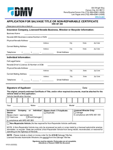 Nv Salvage Title Fill Out And Sign Online Dochub