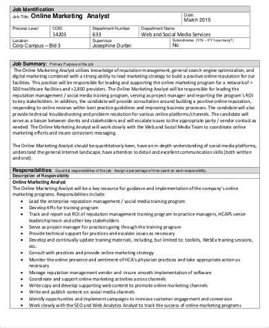 FREE 9 Marketing Analyst Job Description Samples In MS Word PDF