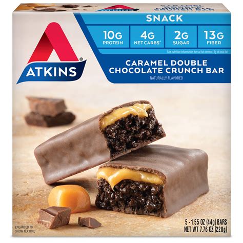 Buy Atkins Snack Bar Caramel Double Chocolate Crunch Keto Friendly 5 Count Online At