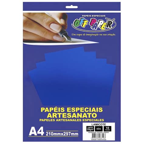 Papel Lamicote Off Paper A4 250g 10 Folhas Azul