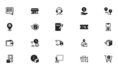 Online Shopping Application Interface Related Icon Set Glyph Solid