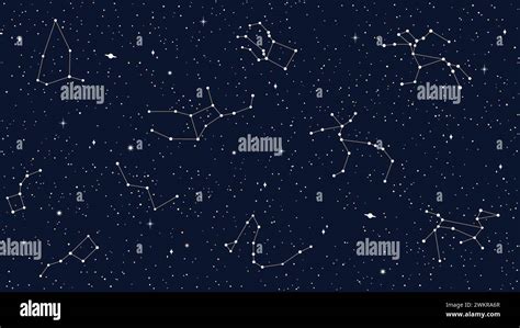 Space sky celestial seamless pattern with vector map of star ...