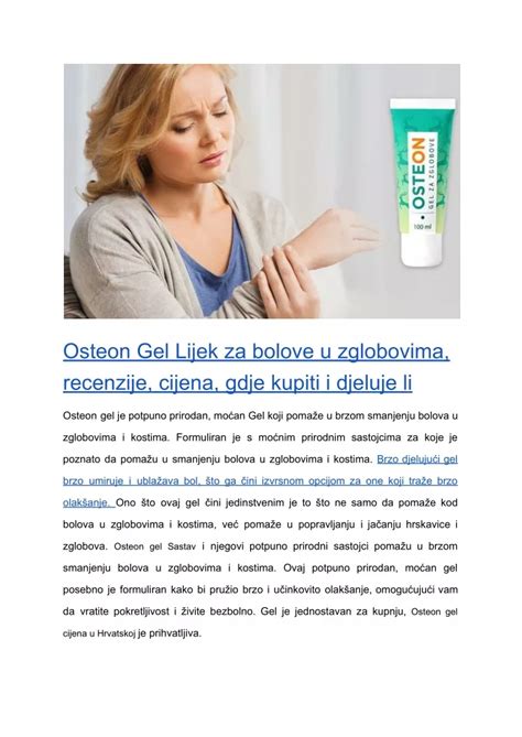 Ppt Osteon Gel Lijek Za Bolove U Zglobovima Recenzije Cijena Gdje