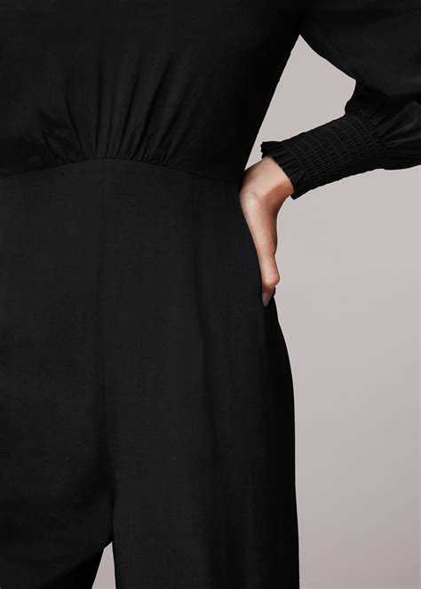 Black Shirred Bodice Jumpsuit Whistles` Whistles Us