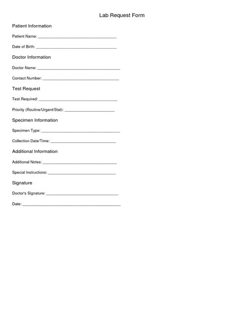 Lab Request Form Template Pdf